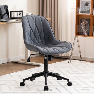 YOUNIKE Modern Upholstered Leather Home Office Desk Chair Swivel Adjustable Rolling Task Nail Tech Chair 24.41"Wx27.56"Dx(33.07-37.8)"H - 1 of 4