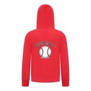 Everyday Kids Baseball Boys Zip Up Hoodie – Classic Sketch Baseball Sweatshirt - 1 of 4