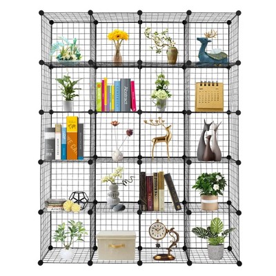 DIY 20-Cube Storage Rack Multifunctional Unit Modular Organizer Wire Mesh Storage Shelves Bookshelf Black