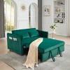 3 in 1 Convertible Sleeper Futon Sofa Bed, 55inVelvet Small Loveseat Lounge Couches with 2 Pillows, Reclining Backrest, Side Pockets for Living Room - 3 of 4