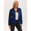 INSPIRE CHIC Women's Denim Button Down Turndown Collar Long Sleeve Ruffle Hem Peplum Jean Jackets - 2 of 4