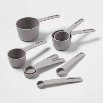 BLACK Measuring Cups and Measuring Spoons Set of 10pcs, Minimalist modern  Cups, Included 2 pcs Kitchen Tool Hook Up. (BLACK) 
