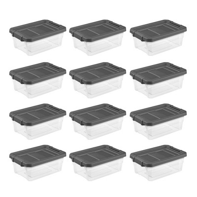 Sterilite 40 Quart Plastic Stacker Box, Lidded Storage Bin Container For  Home And Garage Organizing, Shoes, Tools, Clear Base & Gray Lid, 12-pack :  Target