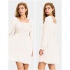 EXLURA Women's 2025 Summer Long Sleeve Party Swiss Dot Dress Smocked Ruffle Cocktail Mini Dresses - 2 of 4