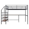 Full Size Metal Loft Bed with Desk and Lateral Storage Ladder - 3 of 4