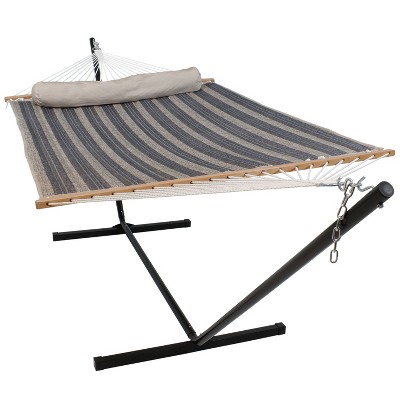 Sunnydaze  Heavy-Duty 2-Person Quilted Hammock with Steel Stand - 350 lb Weight Capacity/12' Stand - Mountainside