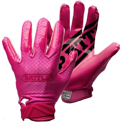 Battle Sports Science Adult TripleThreat UltraTack Football Gloves - Pink