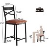 Bar Stools Set of 2/4, PU Upholstered Bar Chairs, Kitchen Island Chairs with X-Shaped Backrest and Metal Footrest, Black Counter Height Chairs - 2 of 4