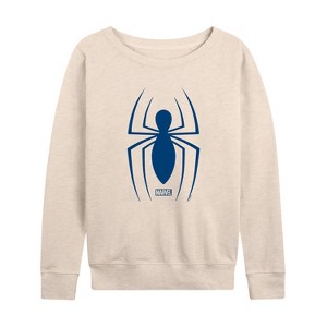 Women's - Marvel - Spider-man Logo Lightweight French Terry Wide Neck Long Sleeve Shirt - 1 of 4