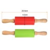 Unique Bargains Silicone Smooth Non-Stick Wooden Handle Kitchen Rolling Pin 2 Pcs - 2 of 4