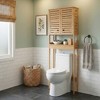 Evideco French Home Goods Over The Toilet Storage Cabinet with Double Vented Doors and Open Shelf, Natural - Trinidad Collection - 3 of 4