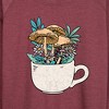 Women's - Instant Message - Coffee Cup Flowers Lightweight French Terry Wide Neck Long Sleeve Graphic Shirt - 2 of 4