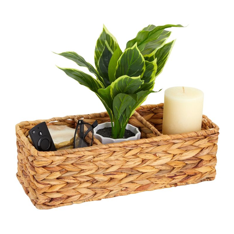 Farmlyn Creek 3-Section Wicker Baskets for Shelves, Water Hyacinth Storage Baskets for Bathroom Organizing, 2-Pack, 4 of 10