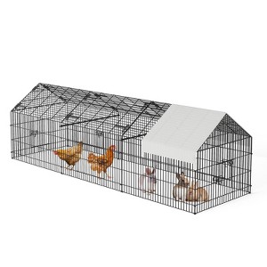 COZONY 86"x40" Large Metal Chicken Coop with Cover, Portable Poultry Run with Ventilation & Lock - 1 of 4