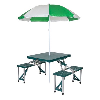 Photo 1 of Stansport Picnic Table and Umbrella Combo Pack Green