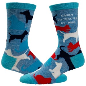 Crazy Dog T-Shirts Women's Easily Distracted By Dogs Socks Funny Pet Puppy Dog Lover Novelty Footwear - 1 of 4