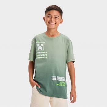 Boys' Minecraft Dip-Dye Elevated Short Sleeve Graphic T-Shirt - Forest Green