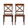 NicBex Set of 2 Mid Century Acacia Wood Armless Dining Chairs with X-Shaped Backrest,Farmhouse Accent Chairs for Dining Room,Kitchen - 2 of 4
