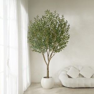 DR.Planzen 5-8FT Lush Artificial Olive Tree - UV Resistant Fake Plant with Black Fruits in 7x8" Black Pot for Indoor/Outdoor House & Floor Decor - 1 of 4