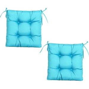 ARTPLANT Outdoor Dinning Seat Pads Cushions with Tie 19"x19"x4",Square Wicker Outdoor Tufted Chair Cushion,Set of 2 - 1 of 4