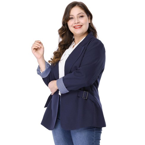 Agnes Orinda Women's Plus Size Button Long Sleeve Office Work Business Suit  Blazer Jacket : Target