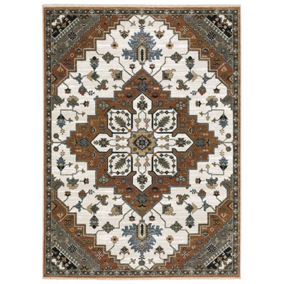 Oriental Weavers Keira KEI03 Rust / Ivory Indoor Area Rug - 2'3" x 7'6"