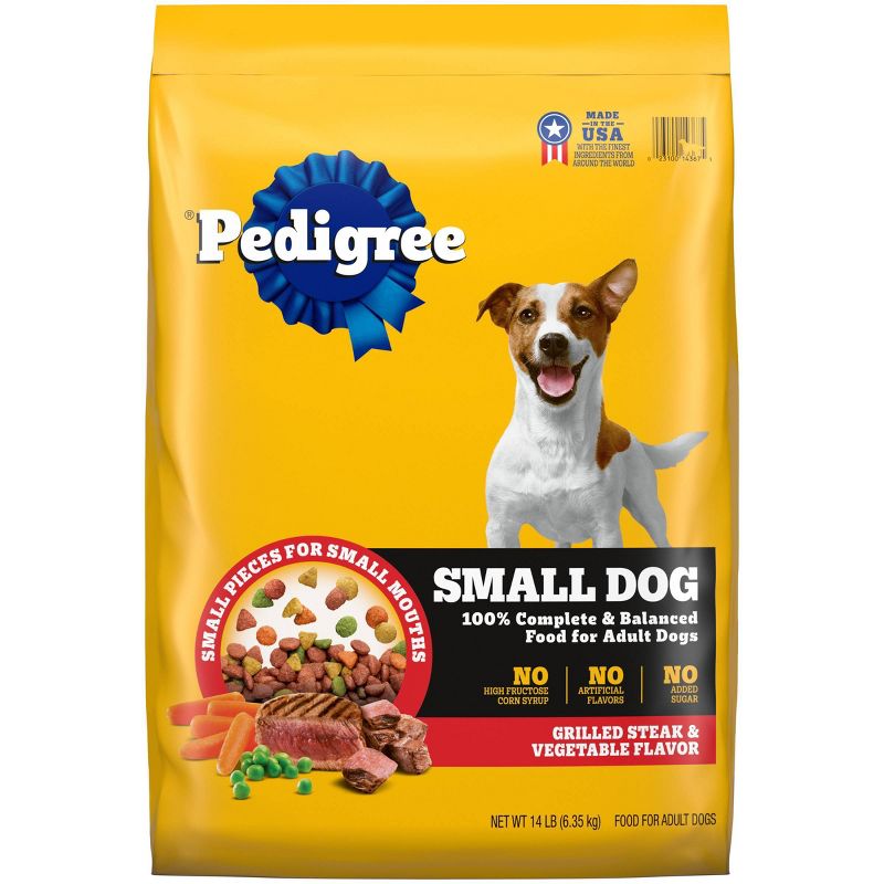 Pedigree Grilled Steak & Vegetable Flavor Small Dog Adult Complete Nutrition Dry Dog Food, 1 of 8