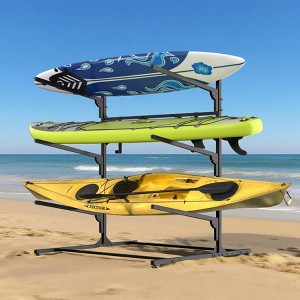 Heavy Duty Kayak Storage Rack – Adjustable Metal Stand for Canoe, Surfboard, Paddleboard & Skis (Indoor/Outdoor Garage Use) - 1 of 4