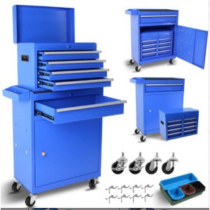 5-Drawer Rolling Tool Chest, 2-in-1 Steel Tool Storage Chest with Locking Wheels & Anti-Slip Trays, Detachable Toolbox, Adjustable Shelves for Garage - 1 of 1