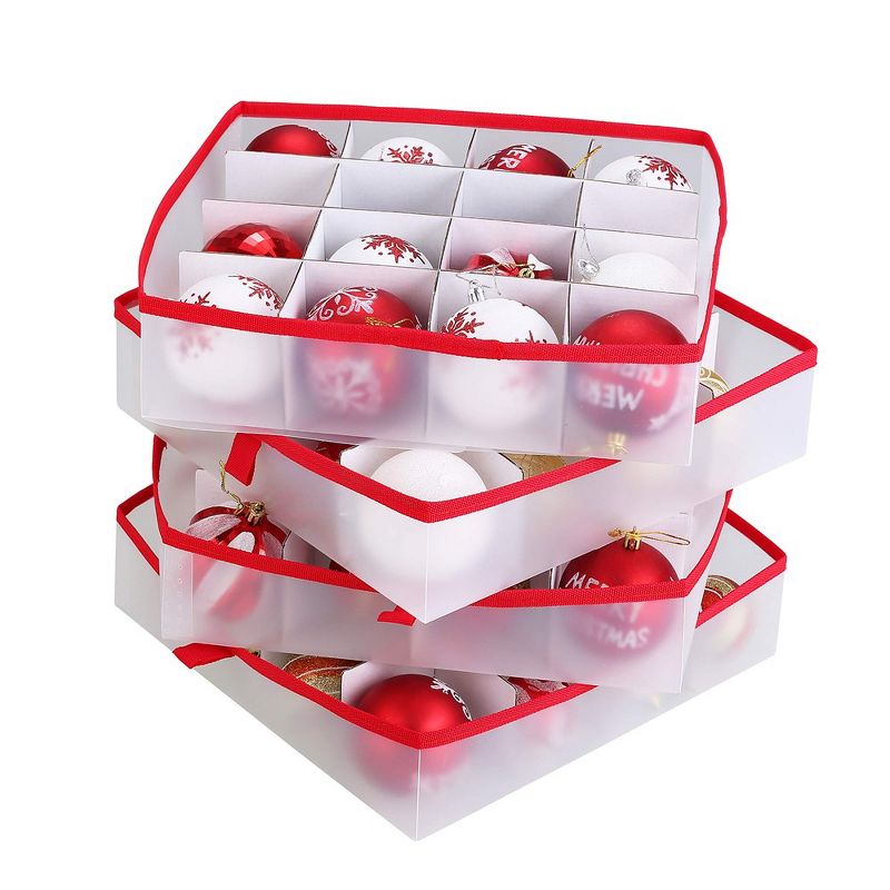 Syncfun Plastic Ornament Storage Box, Holds Up to 64 Ornaments Balls & Accessories, Storage Container with Dividers, 4 Plastic Trays, 2 of 8