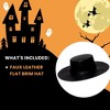 Underwraps Costumes Faux Leather Flat Brim Hat Adult Costume Accessory | Black - image 4 of 4