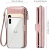 Women's fashionable pink synthetic leather wrist guard wallet with snap button and zipper closure,compact card holder and phone compartment - 2 of 4