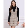 Allegra K Women's V Neck Gingham Check Pinafore Overalls Suspenders Plaid Print Dress - 3 of 4