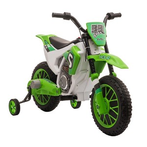 Aosom 12V Kids Motorcycle Dirt Bike Electric Battery-Powered Ride-On Toy Off-road Street Bike with Charging Battery, Training Wheels Blue - 1 of 4