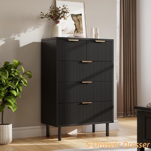 Wave Fluted 5 Drawer Dresser for Bedroom, Tall Dressers Chest of Drawers,Closet Dresser Organizer - 1 of 4