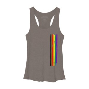 Adult Design By Humans Pride Rainbow Vertical Stripe By alphalezbean Racerback Tank Top - 1 of 2
