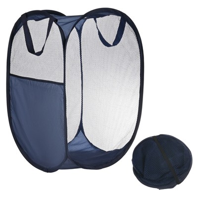 Unique Bargains Collapsible Mesh Side Pocket Laundry Hamper 1 Pc