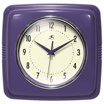 9" Square Retro Wall Clock Purple - Infinity Instruments