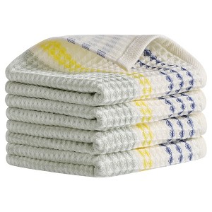 REGALWOVEN Bathroom Waffle Cotton Soft Absorbent Striped Hand Towel 13 x 29 Inch - 1 of 4