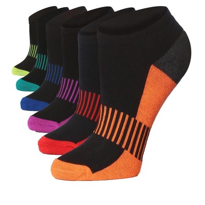Tipi Toe Women's 6 Pack Cushioned Comfort Running Solid Black Multicolor Toe Womens Workout Socks