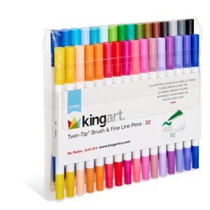 KINGART Twin-Tip™ Brush & Fine Pens 32 Colors - 1 of 4
