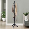 Costway Coat Rack Wooden Hall Tree 2 Adjustable Height w/ 9 Hooks Walnut\Black\ Grey - 2 of 4