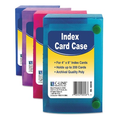 C-Line Index Card Case Holds 200 4 x 6 Cards Polypropylene Assorted 58046