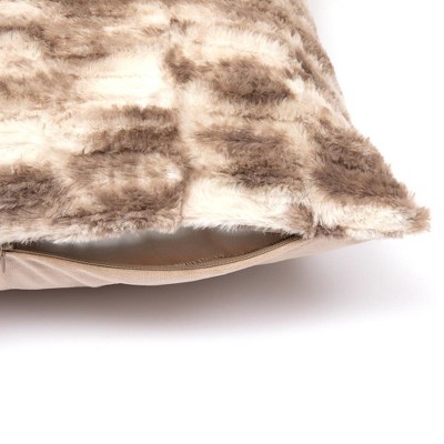 Marble Brown Faux Fur 18" Square Throw Pillows, Set of 2