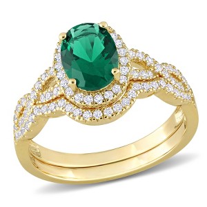 EVERLY JEWELRY |Sterling Silver 3.15 CT TGW Blue Cubic Zirconia and Cubic Zirconia Bridal Ring Set - 1 of 4
