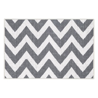 SUSSEXHOME 18 in. x 24 in. Gray-Teal Super-Absorbent Washable