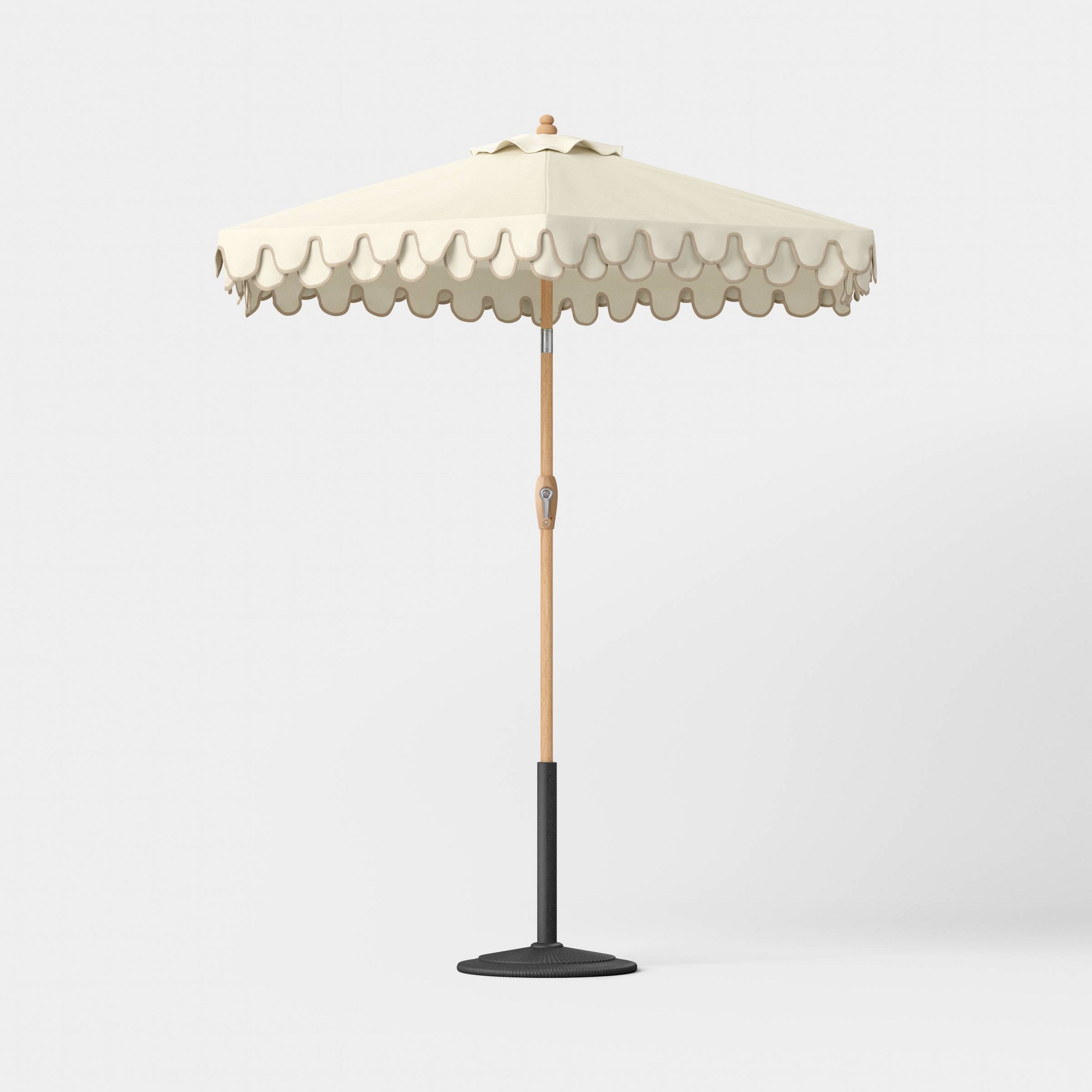 6.5' Double Scallop Valance Outdoor Patio Umbrella - Ivory - Threshold designed w/ Studio McGee