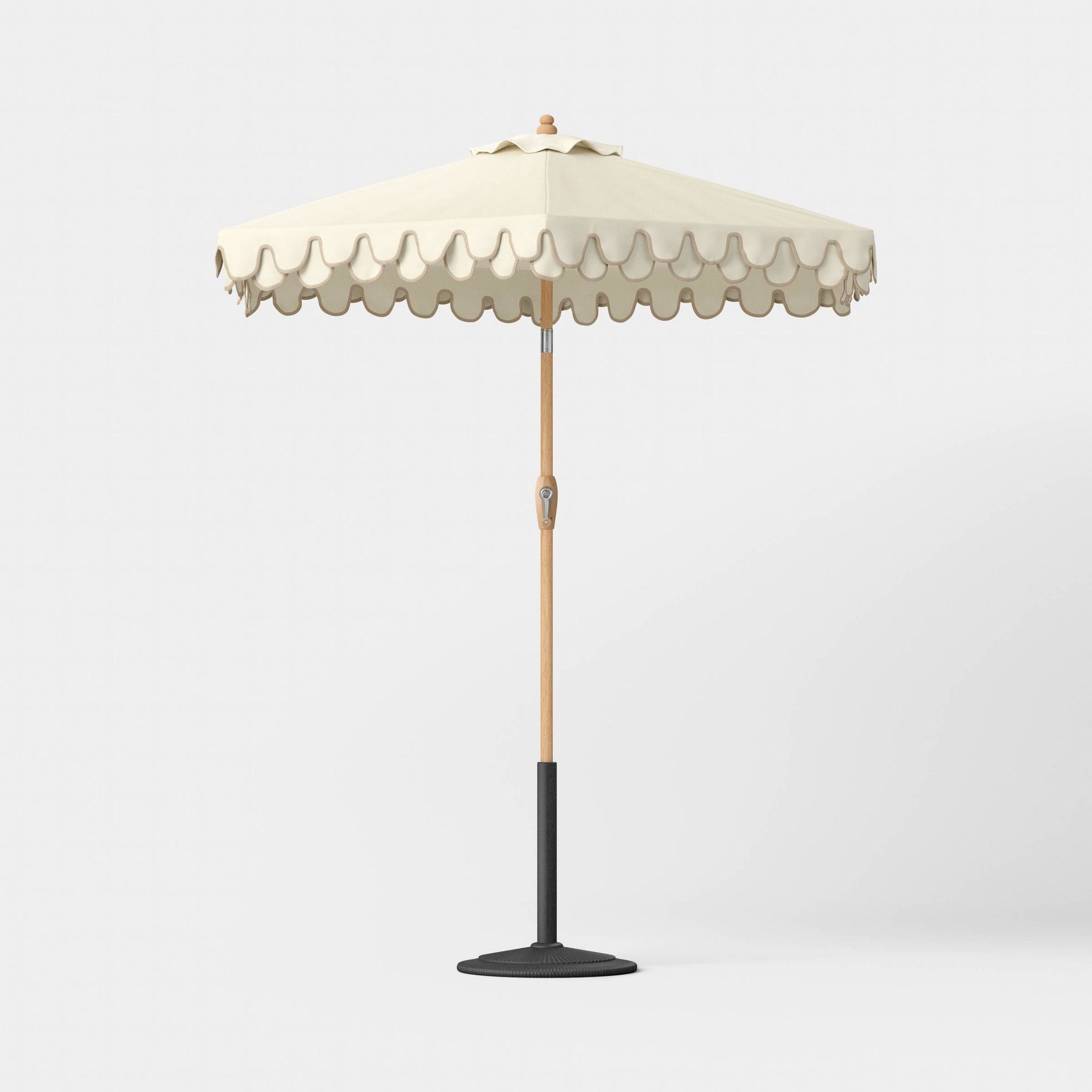 6.5' Double Scallop Valance Outdoor Patio Umbrella - Ivory - Threshold designed w/ Studio McGee