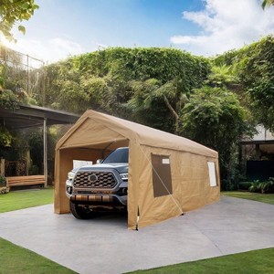 Patti 12x20ft Heavy Duty Outdoor Portable Garage Gazebo Ventilated Canopy Carports, Outdoor Furniture - Maison Boucle - 1 of 4