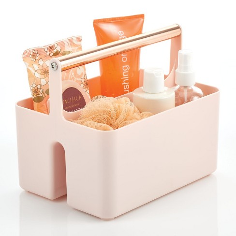 Mdesign Una Plastic Shower Caddy Storage Organizer Utility Tote With Metal  Handle - Light Pink/rose Gold : Target